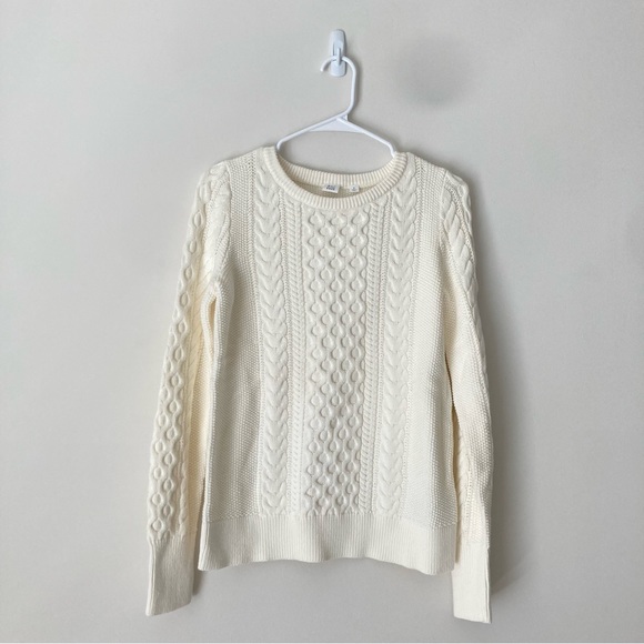GAP Off White / Cream Cable-Knit Crewneck Sweater - Picture 2 of 12